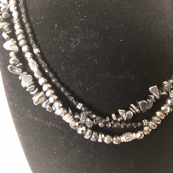 Silpada 3 strand black onyx and hematite necklace - Picture 2 of 5